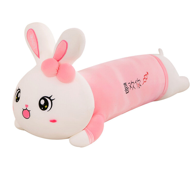 sleeping pink rabbit  plush  toy